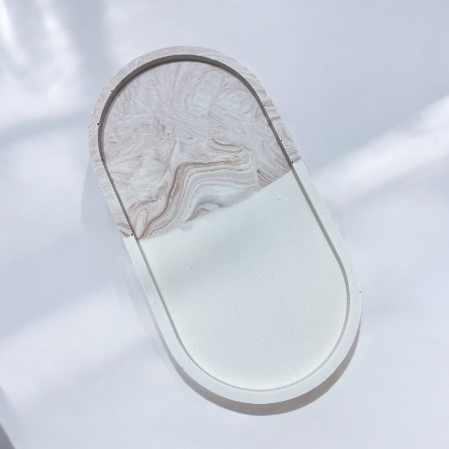 Mushroom Marble Oval Half and Half Jesmonite Jewellery Dish
