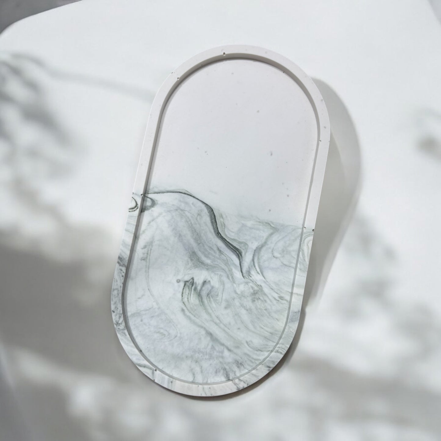 Olive Marble Oval Half and Half Jesmonite Jewellery Dish