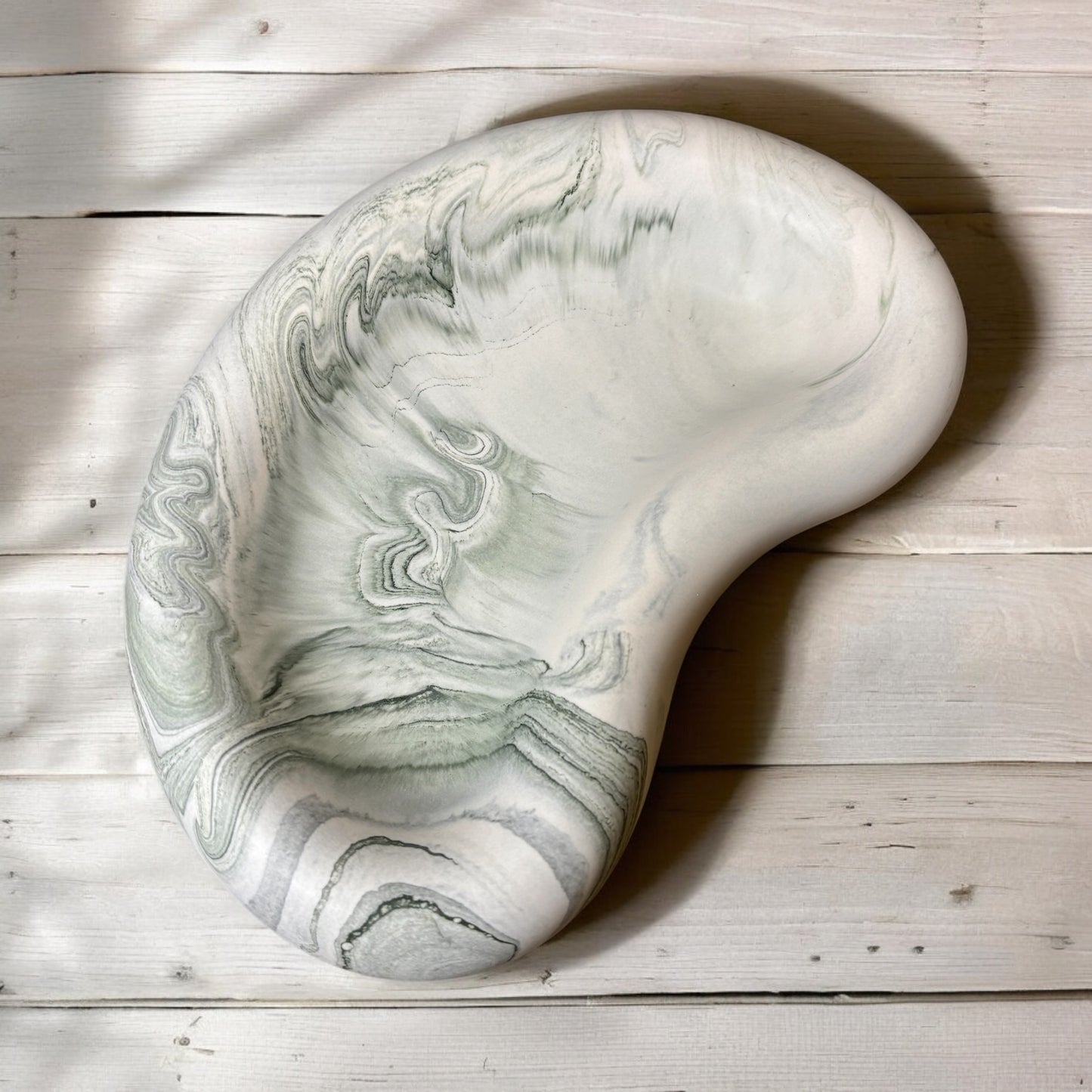 Large Olive Marble Kidney Jesmonite Bowl