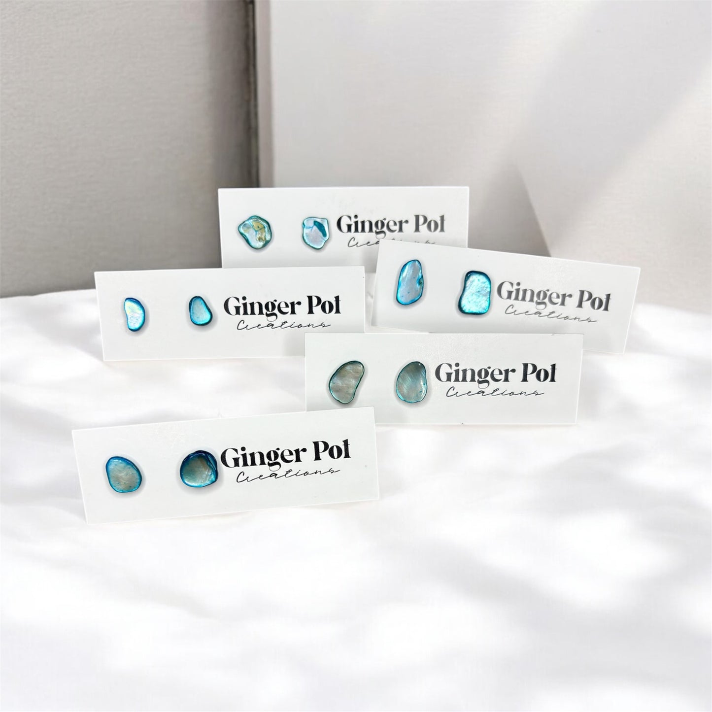 Sea Blue Shell Stud | Hypoallergenic | Earrings