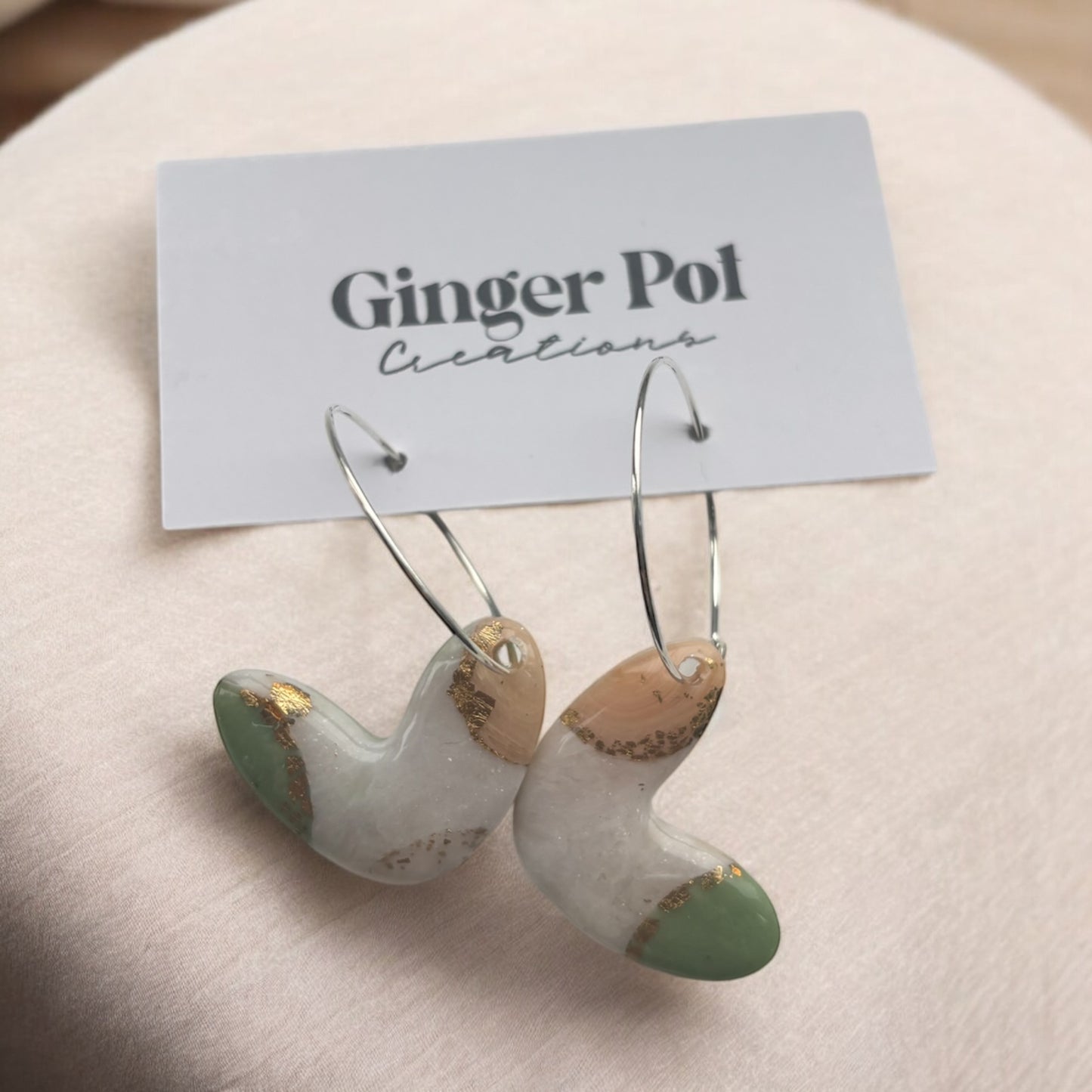 Pastel Paradise Heart Polymer Clay Hoop Earrings