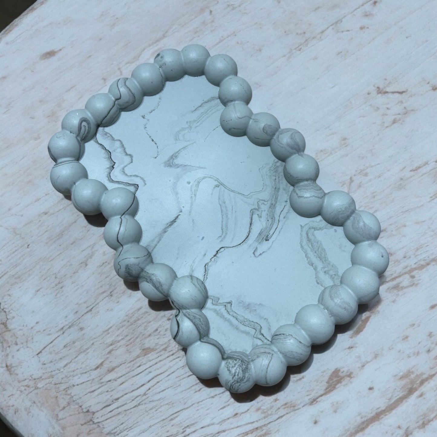 Dark Olive Marble Bubble Jesmonite Jewellery Dish