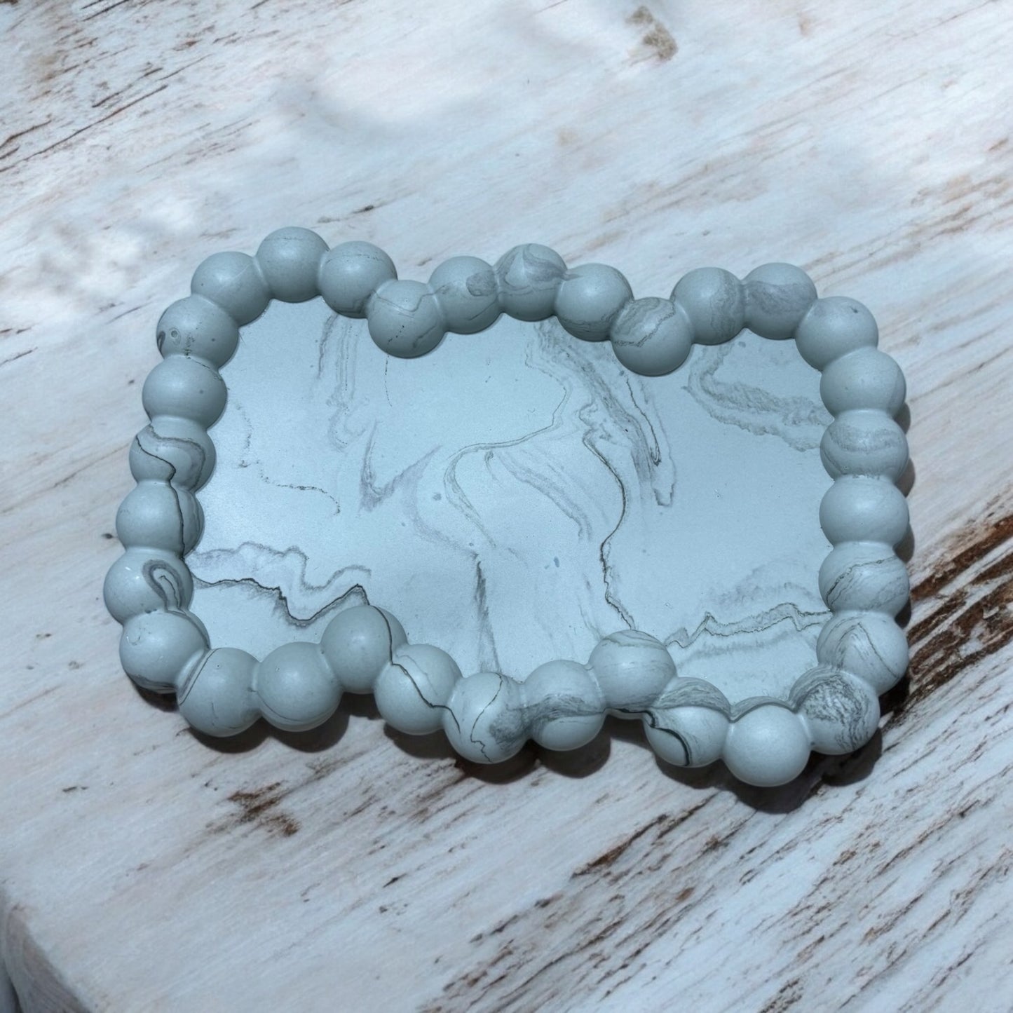 Dark Olive Marble Bubble Jesmonite Jewellery Dish