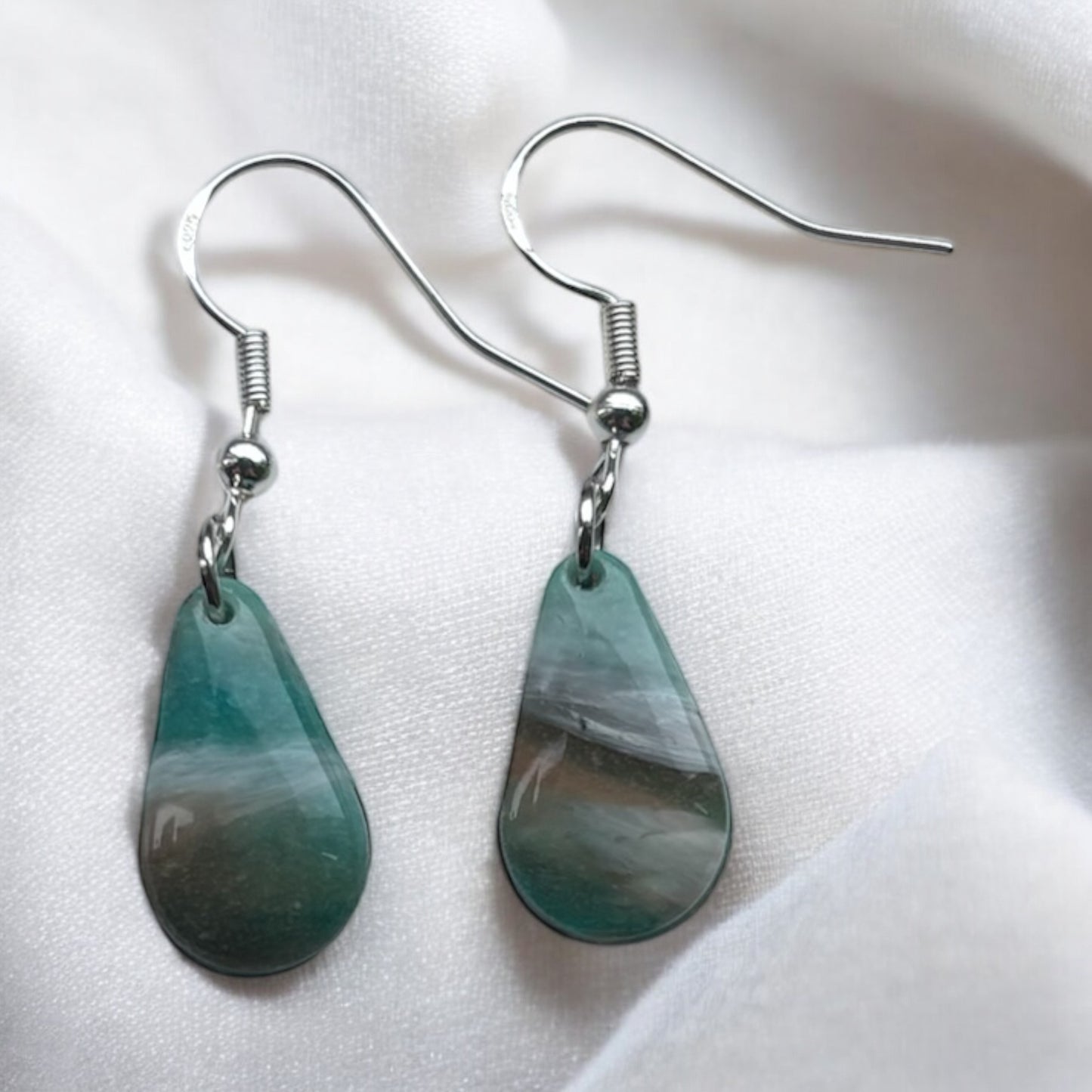 Sea Breeze Teardrop Polymer Clay Earrings