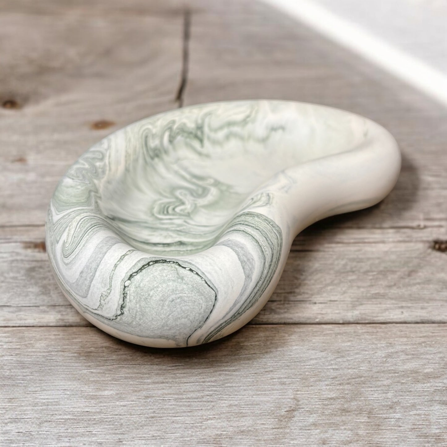 Large Olive Marble Kidney Jesmonite Bowl