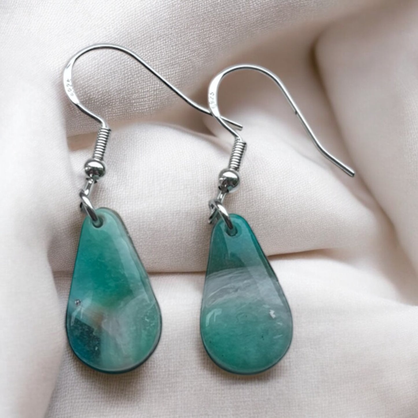 Sea Breeze Teardrop Polymer Clay Earrings