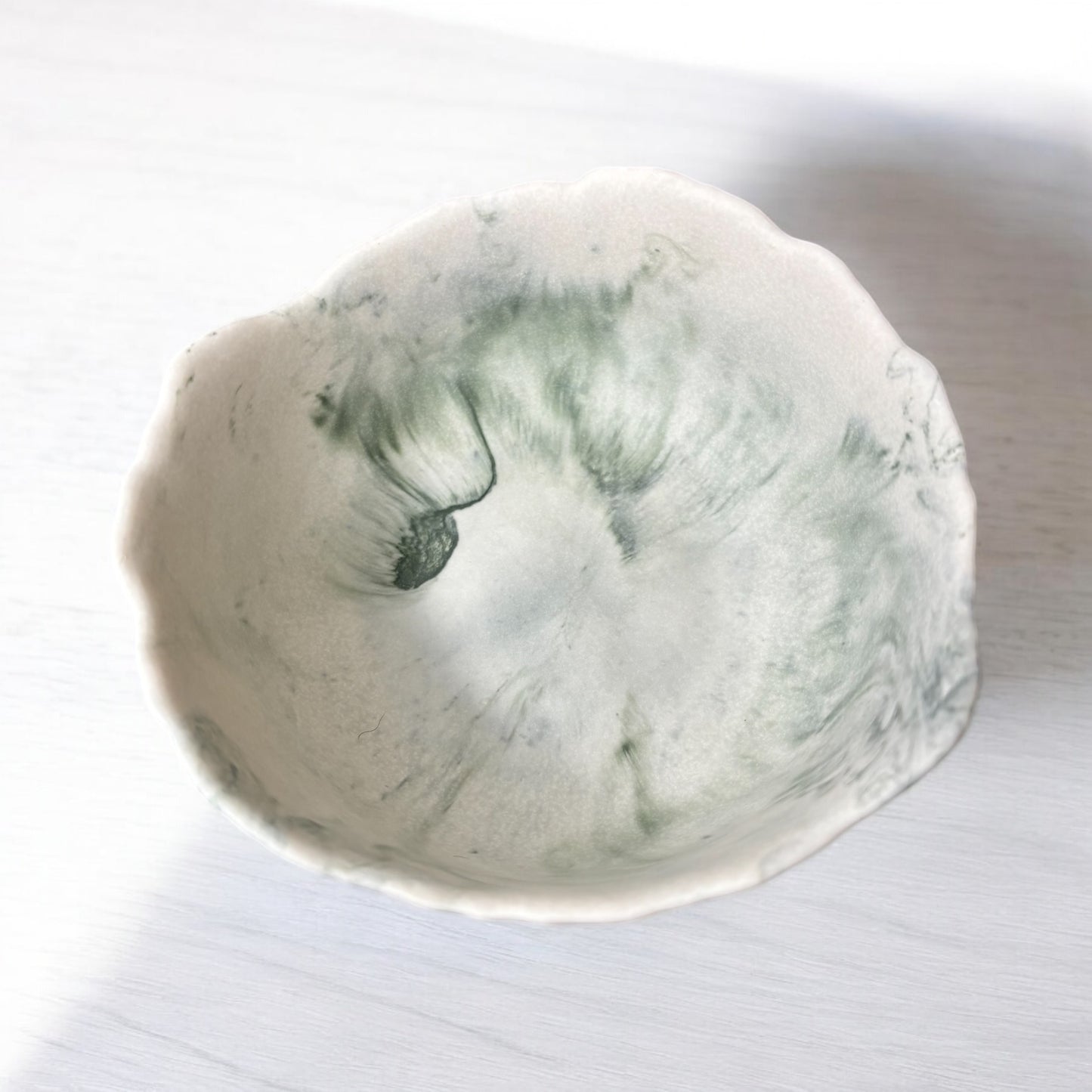Olive Marble Abstract Jesmonite Bowl