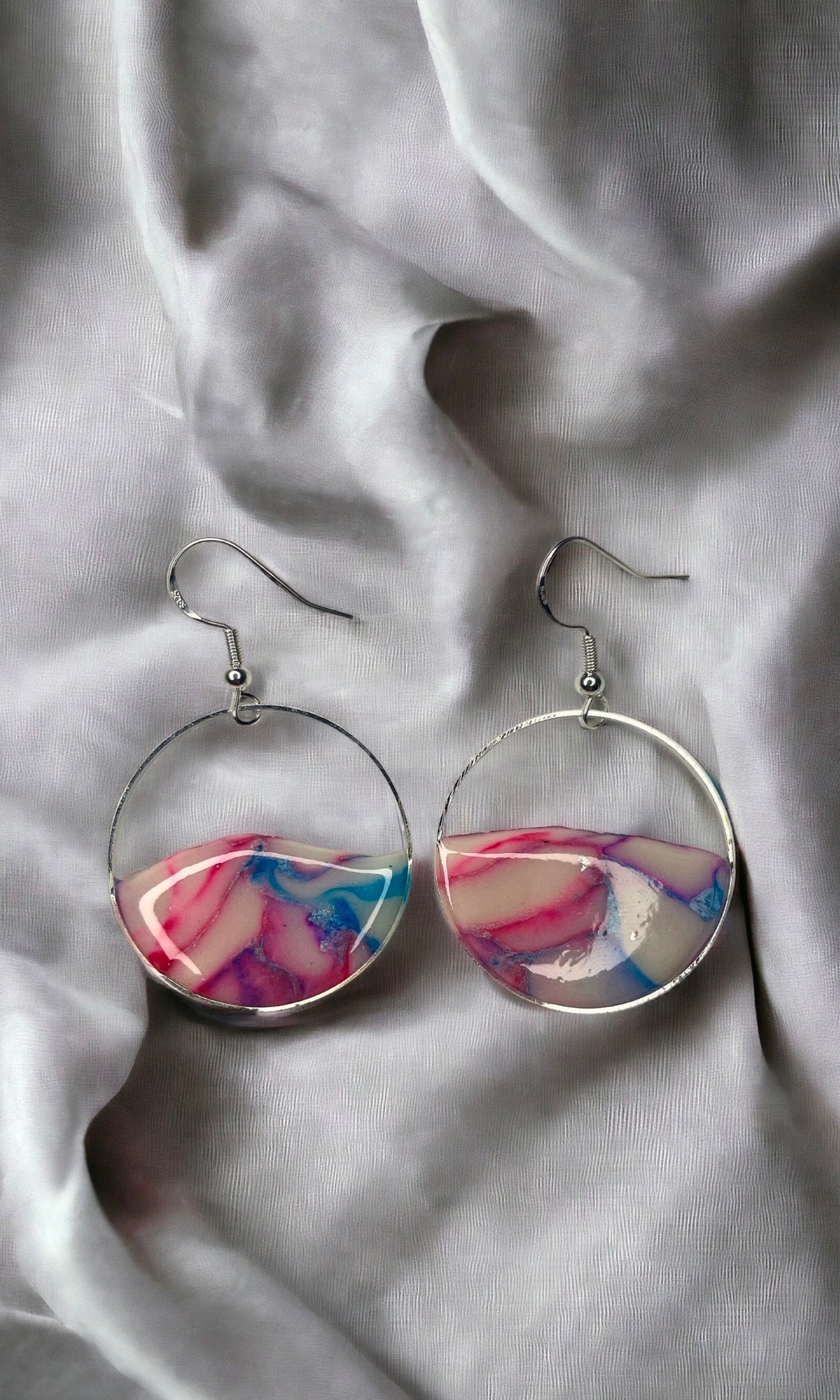 Funky Glow in the Dark Framed Polymer Clay Dangly Earrings