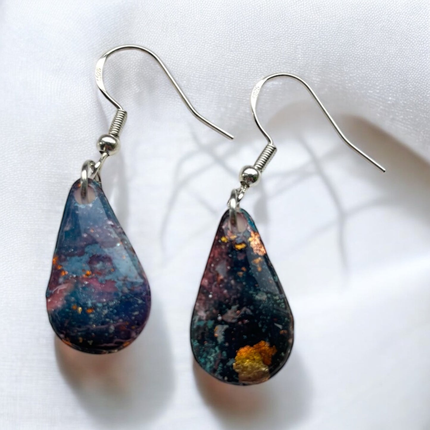 Galaxy Drop Polymer Clay Dangly Earrings