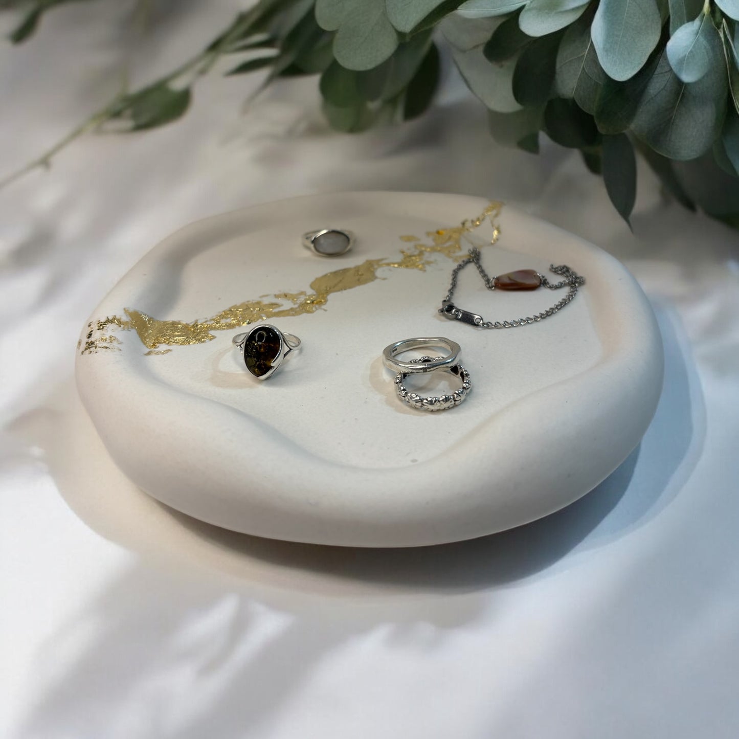 Gold Flake Jesmonite Jewellery Plate