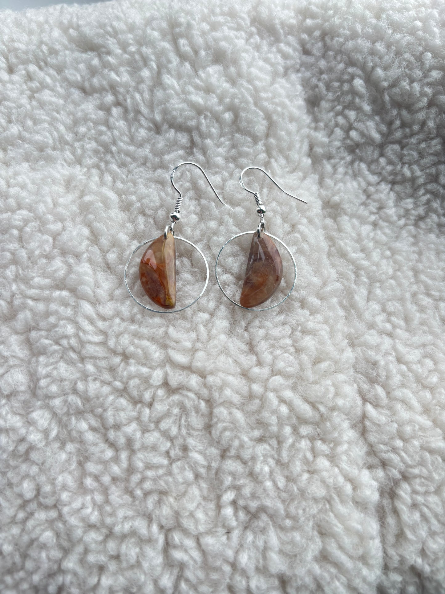 Amber Framed Polymer Clay Dangly Earrings