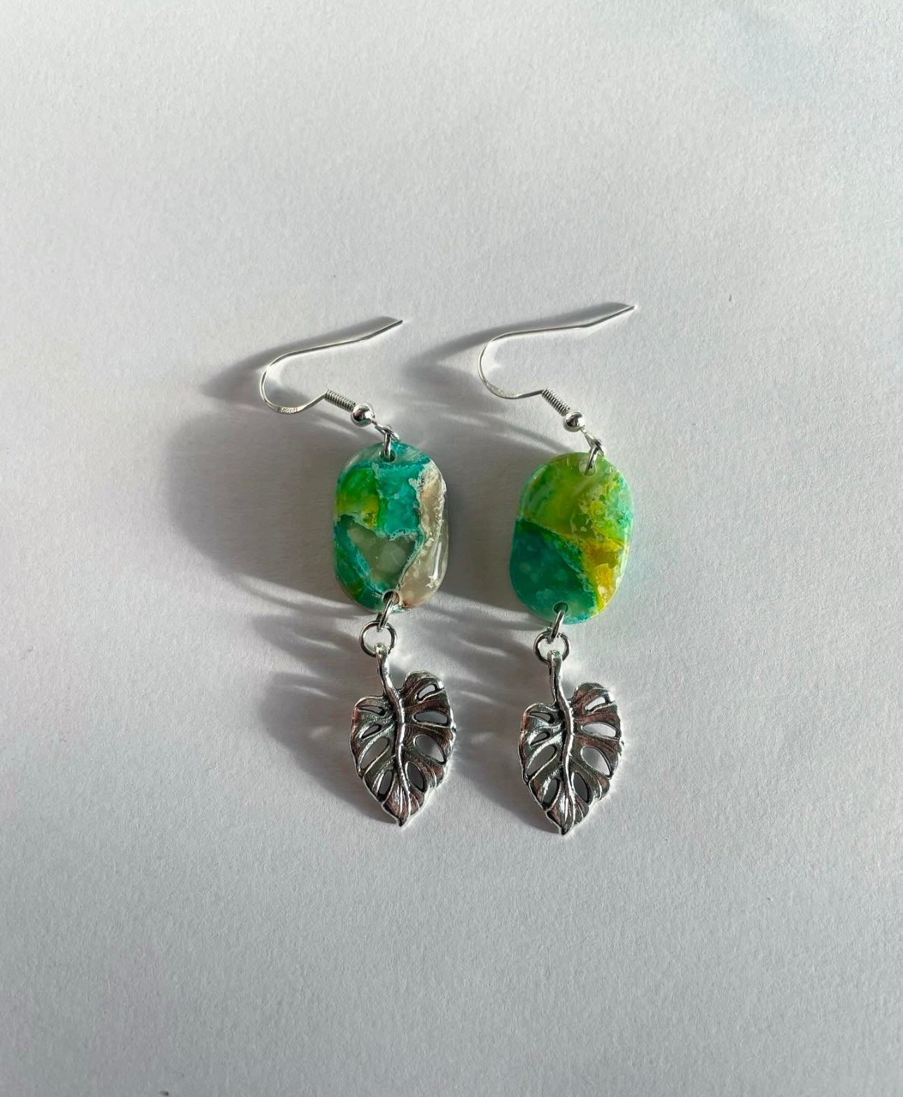 Cosmic Earth Leaf Polymer Clay Earrings