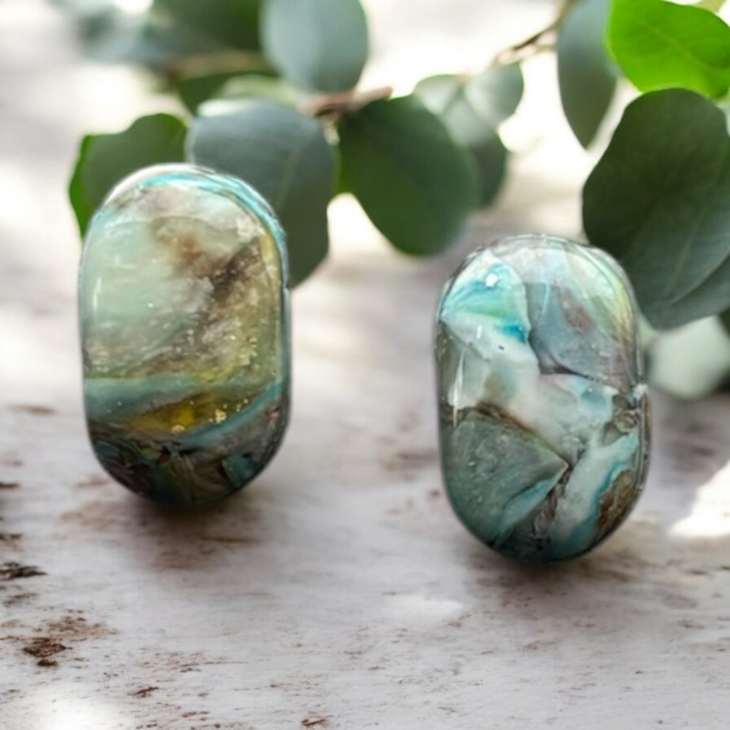 Peacock Oval Polymer Clay | Hypoallergenic | Stud Earrings