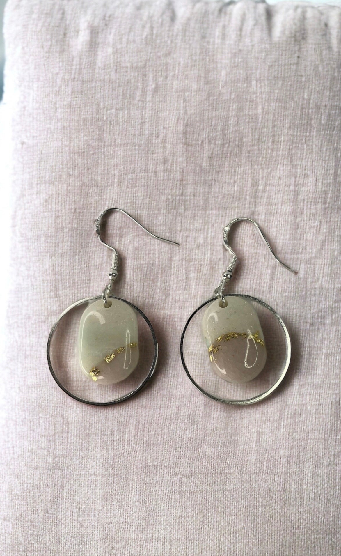 Pastel Paradise Oval Framed Polymer Clay Dangly Earrings