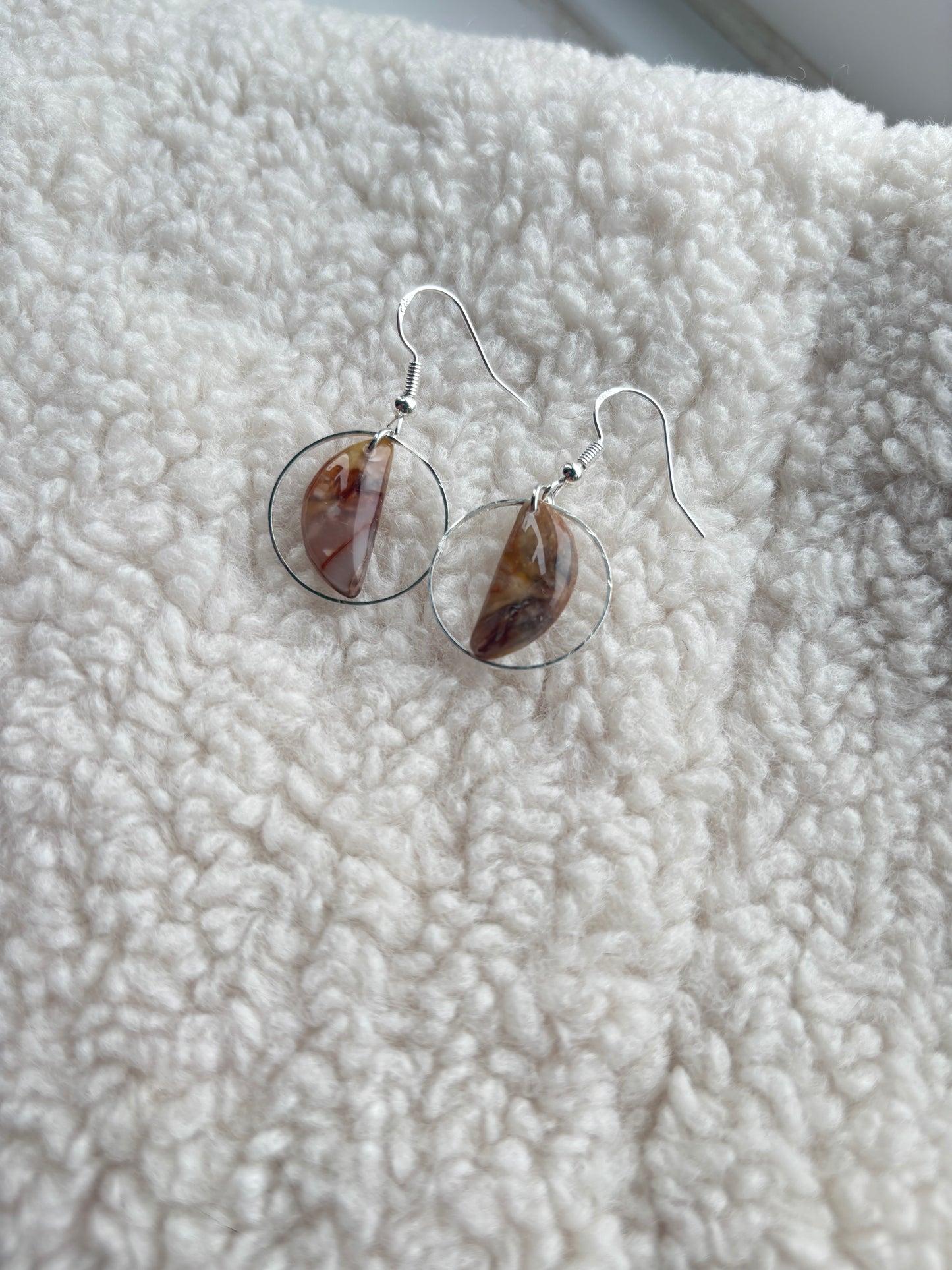 Amber Framed Polymer Clay Dangly Earrings