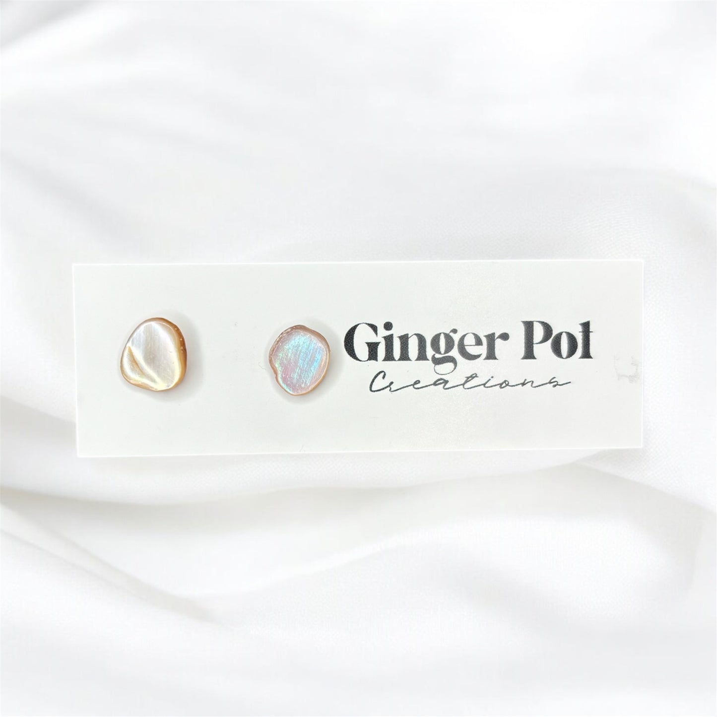 Pearlescent Natural Shell Stud | Hypoallergenic | Earrings