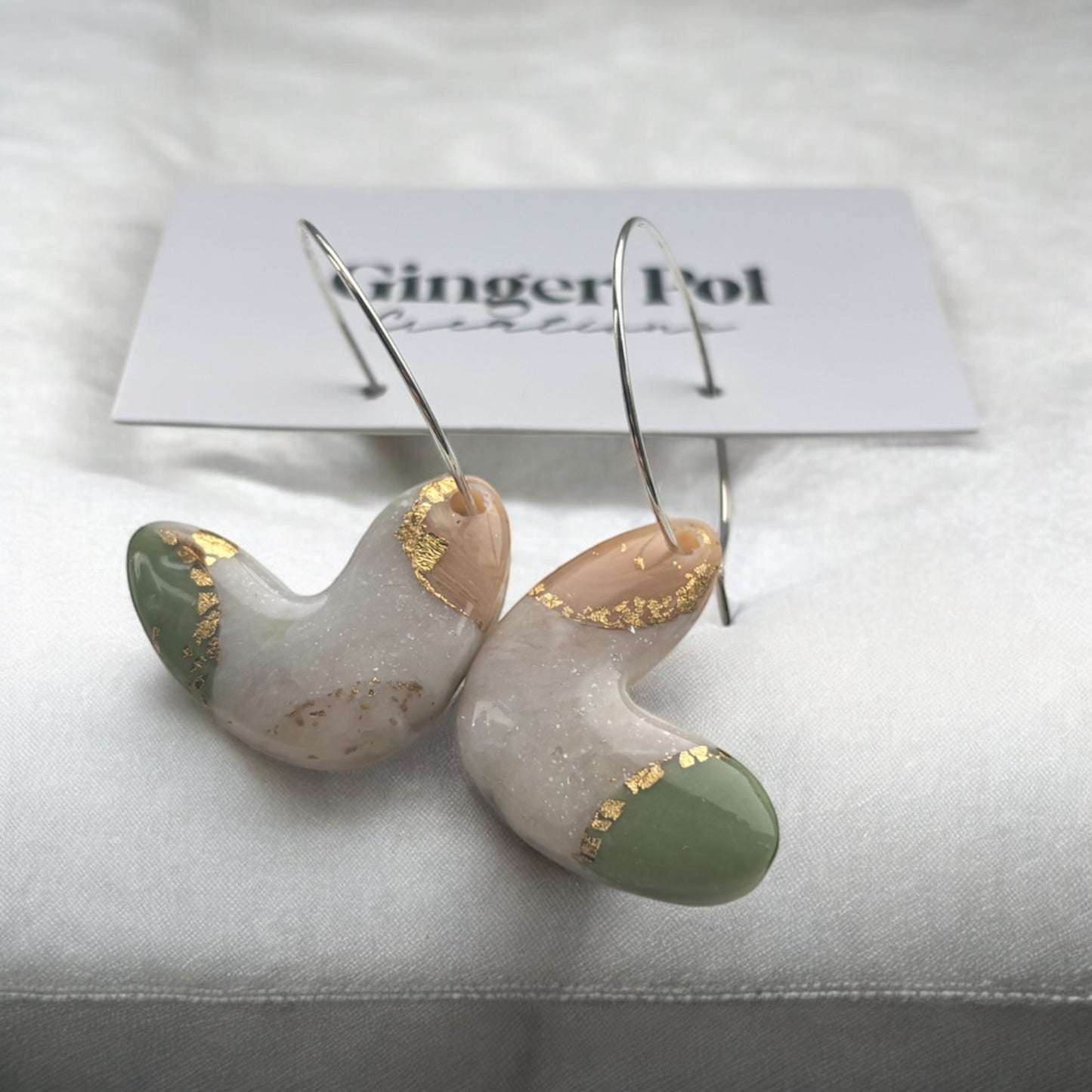 Pastel Paradise Heart Polymer Clay Hoop Earrings