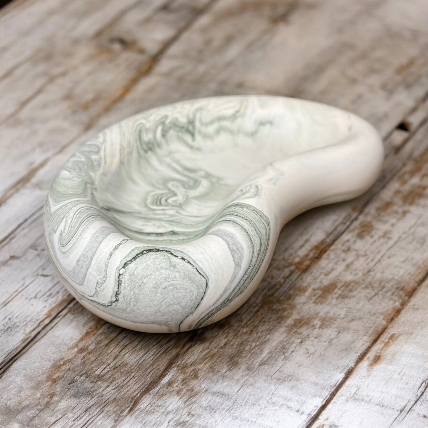 Large Olive Marble Kidney Jesmonite Bowl