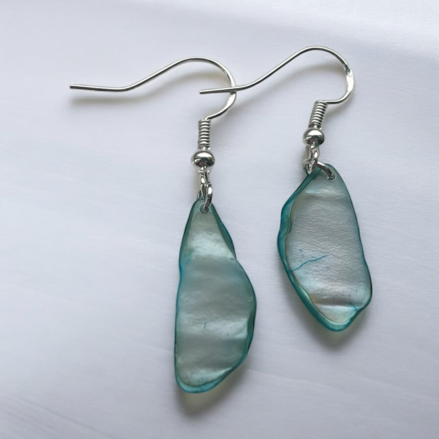 Sea Blue Shell Dangly Earrings
