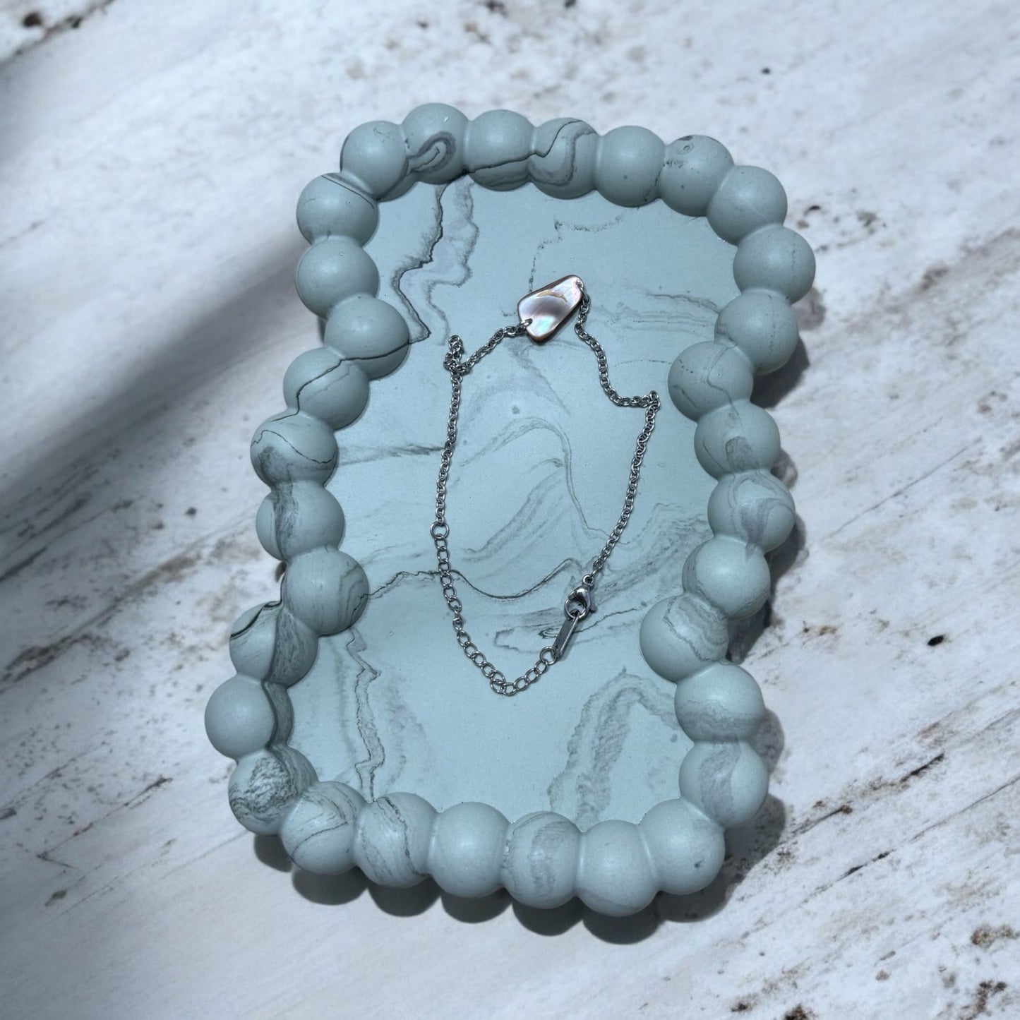Dark Olive Marble Bubble Jesmonite Jewellery Dish