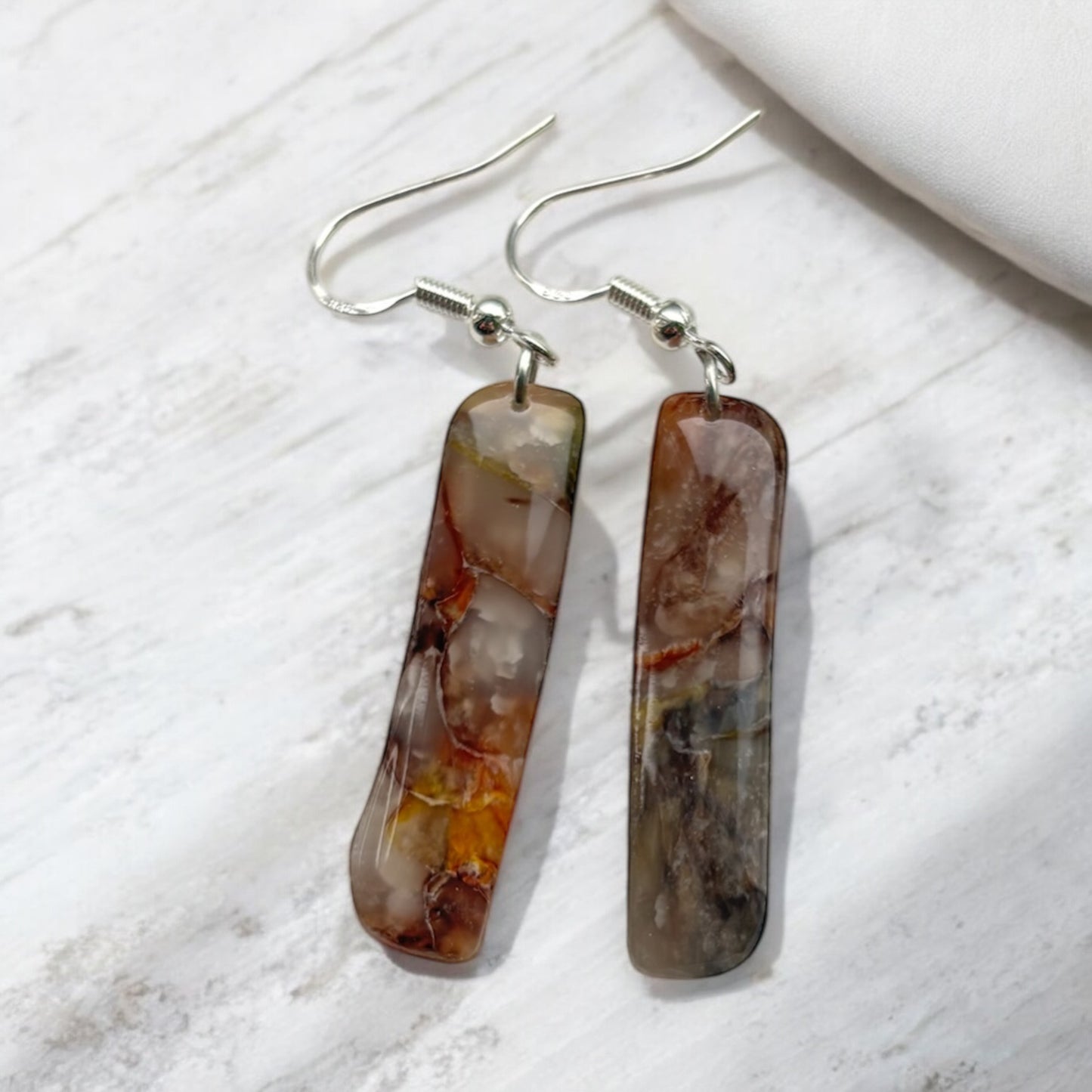 Amber Polymer Clay Dangly Earrings