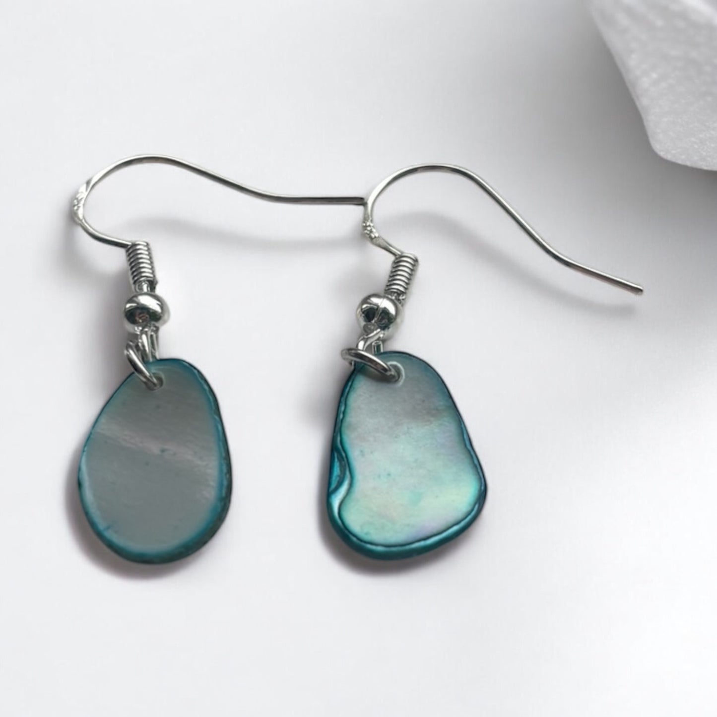 Sea Blue Shell Dangly Earrings