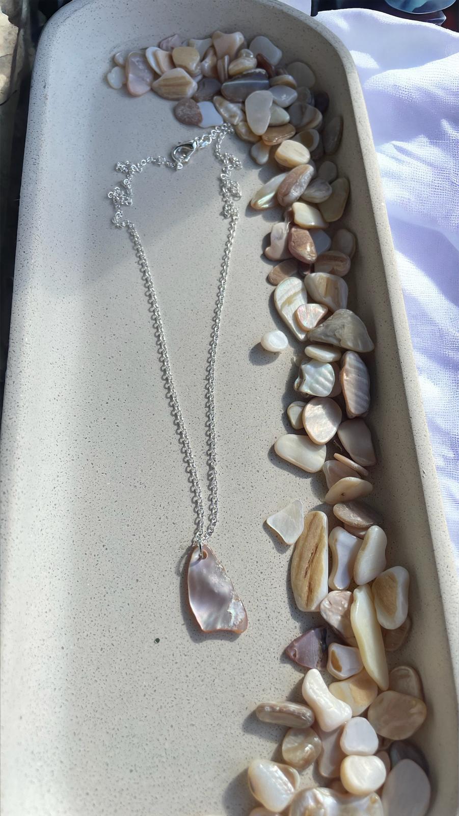 Natural Abalone Shell Sterling Silver Necklace