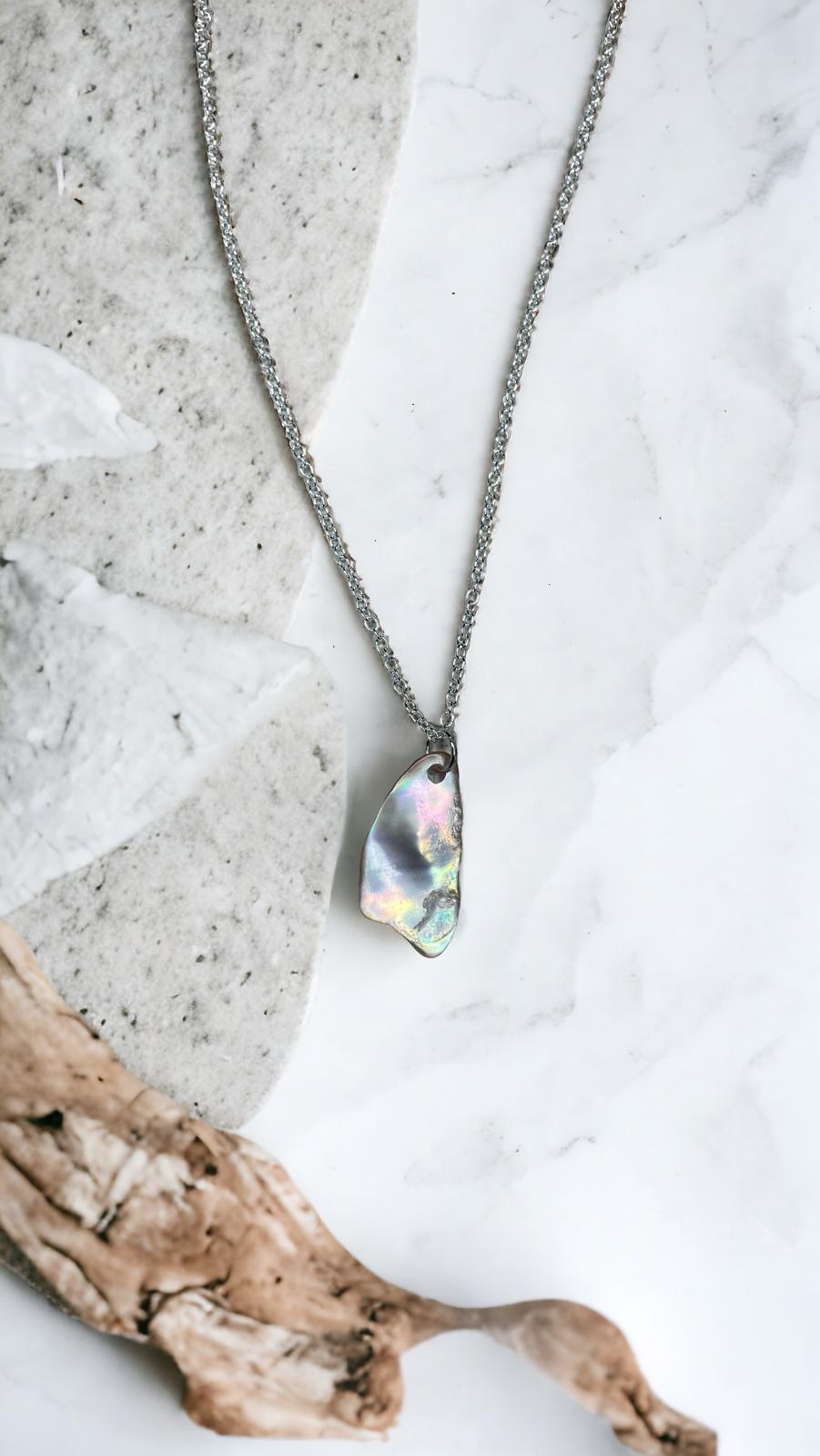 Natural Abalone Shell Sterling Silver Necklace