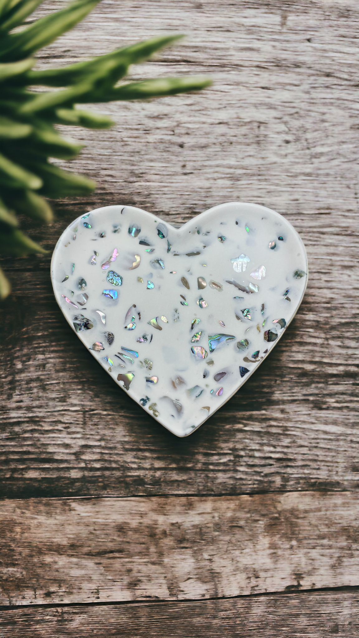 Abalone Shell Heart Jesmonite Jewellery Dish