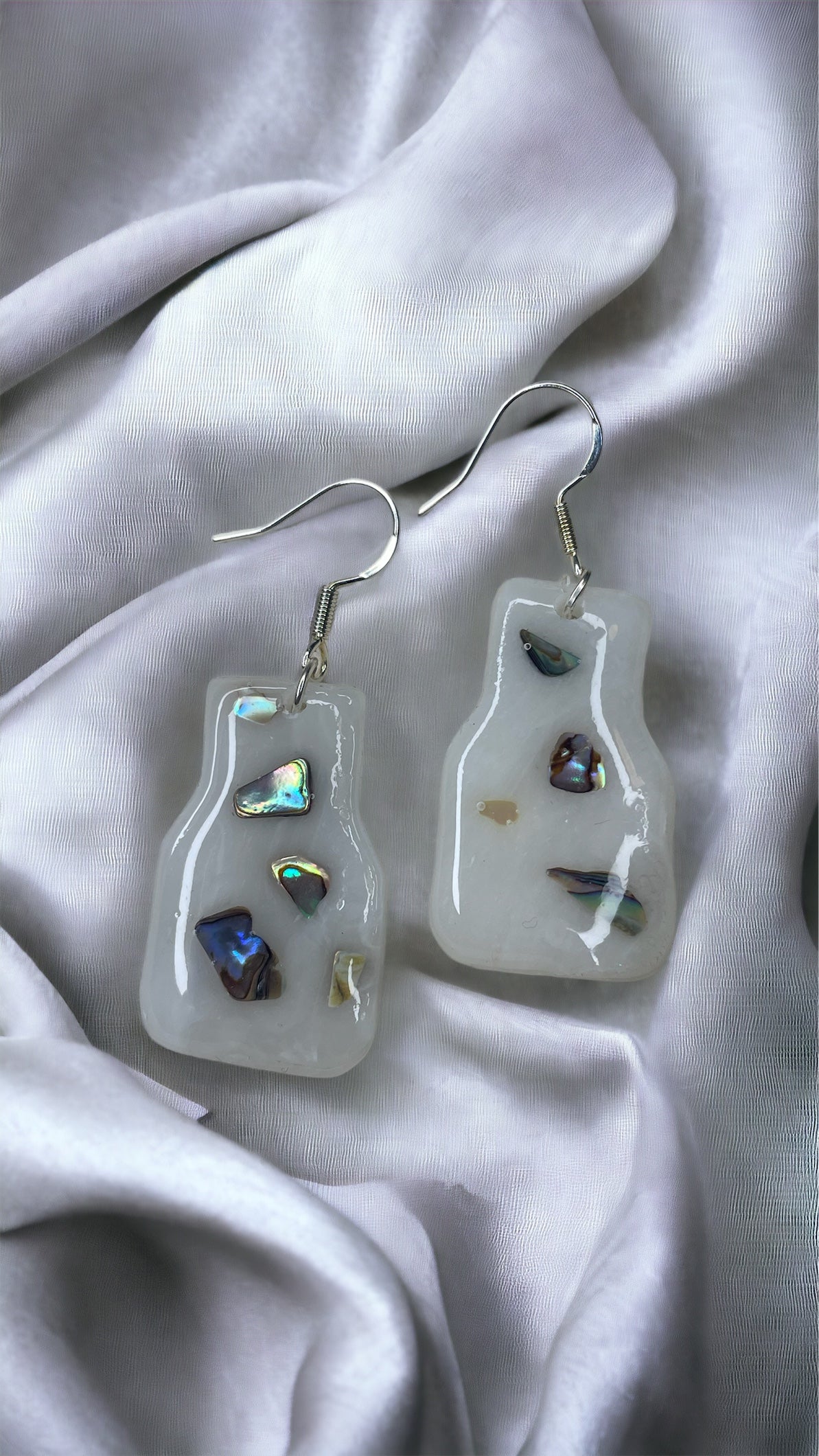 Abalone Shell Vase Polymer Clay Dangly Earrings