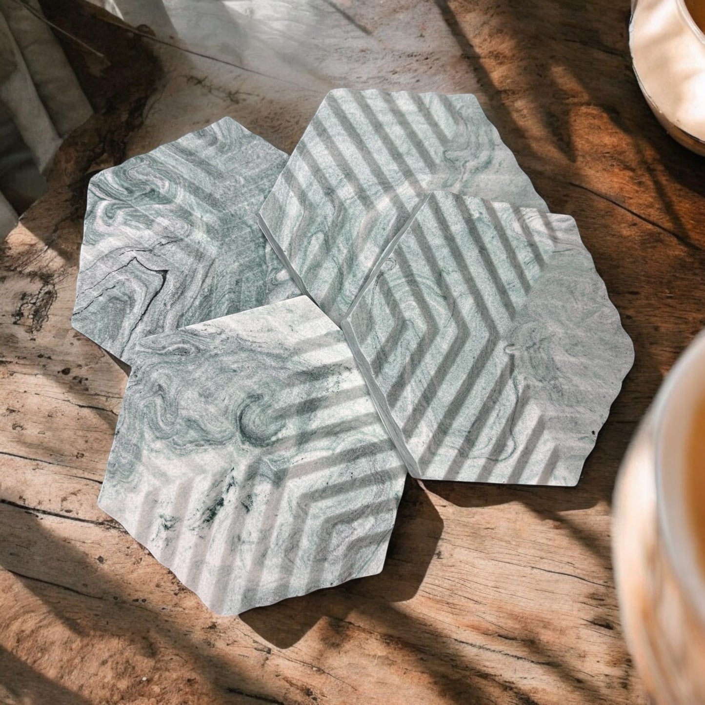 Olive Marble Jesmonite Coasters