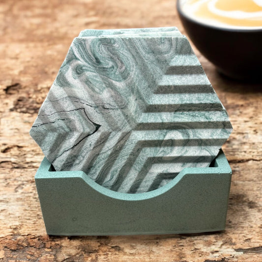 Olive Marble Jesmonite Coasters