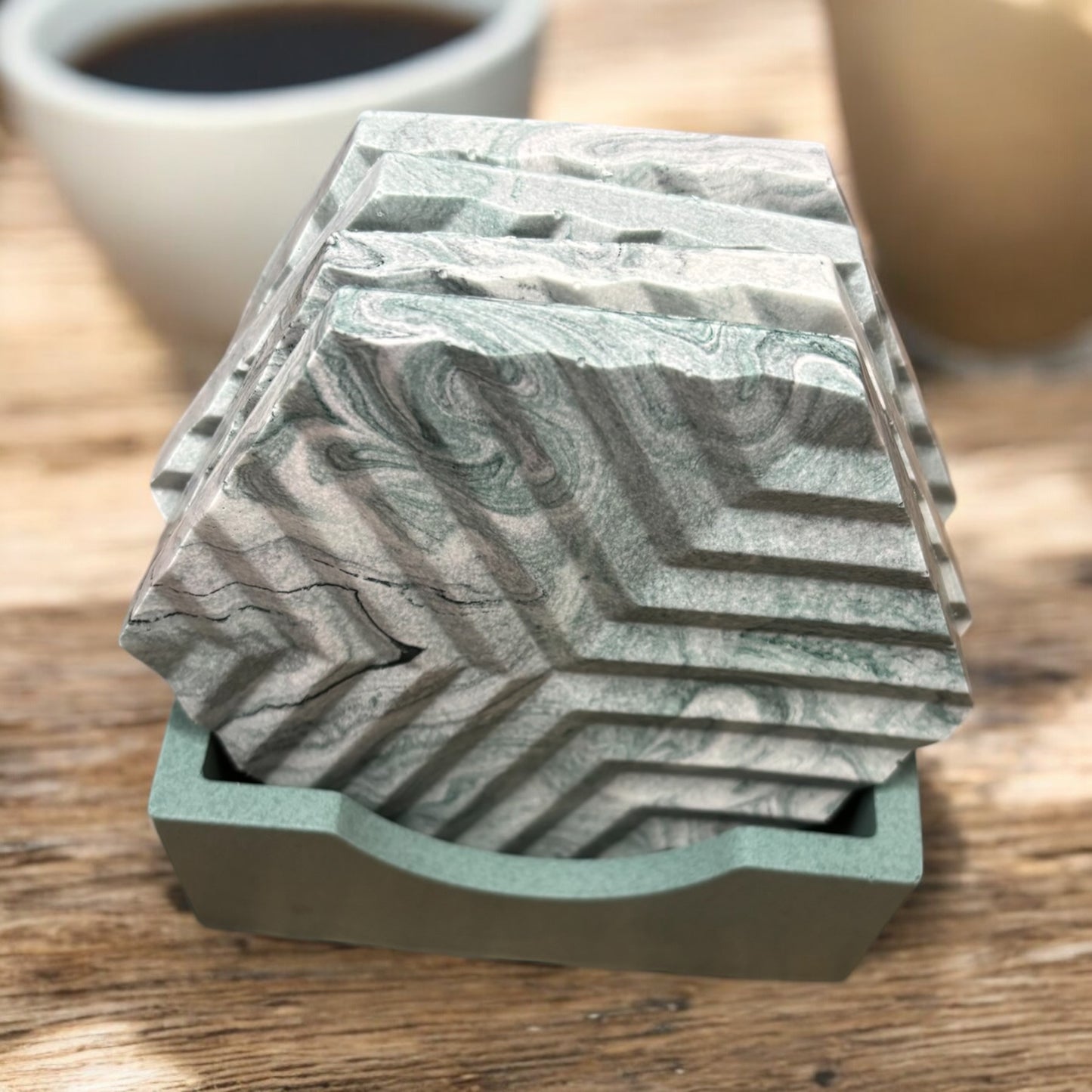 Olive Marble Jesmonite Coasters