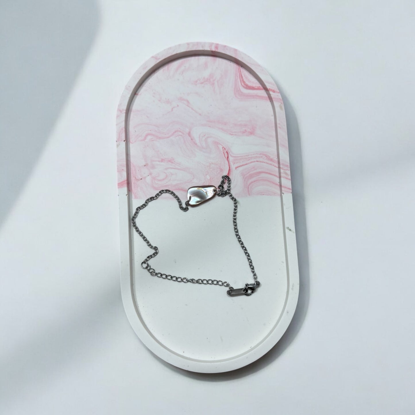Pink Marble Oval Half and Half Jesmonite Jewellery Dish