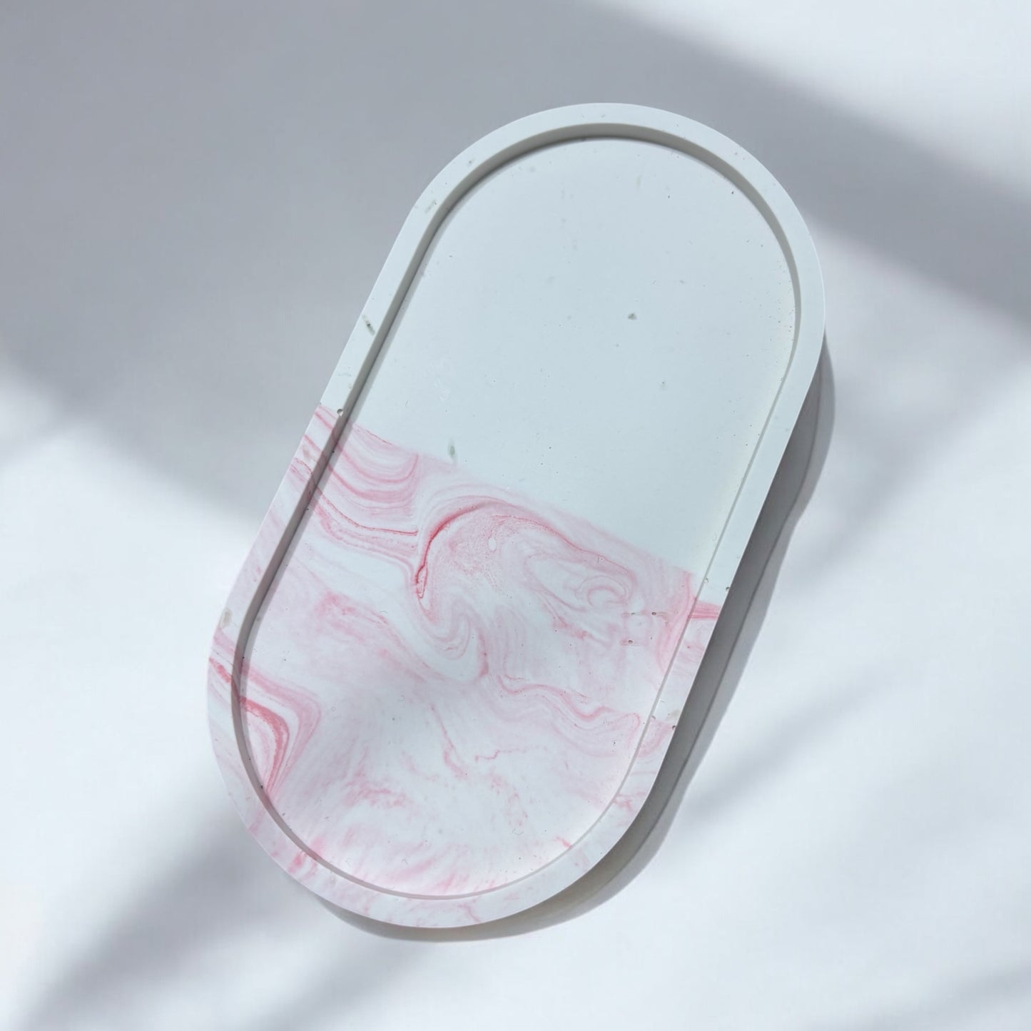 Pink Marble Oval Half and Half Jesmonite Jewellery Dish