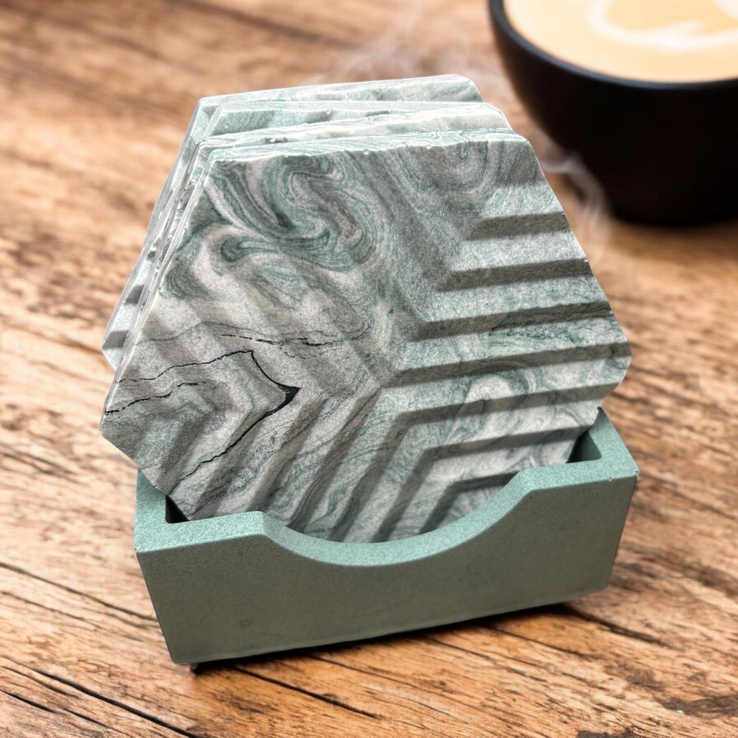 Olive Marble Jesmonite Coasters