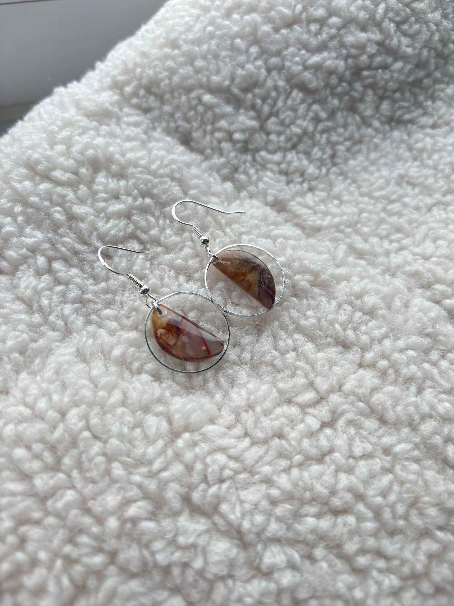 Amber Framed Polymer Clay Dangly Earrings