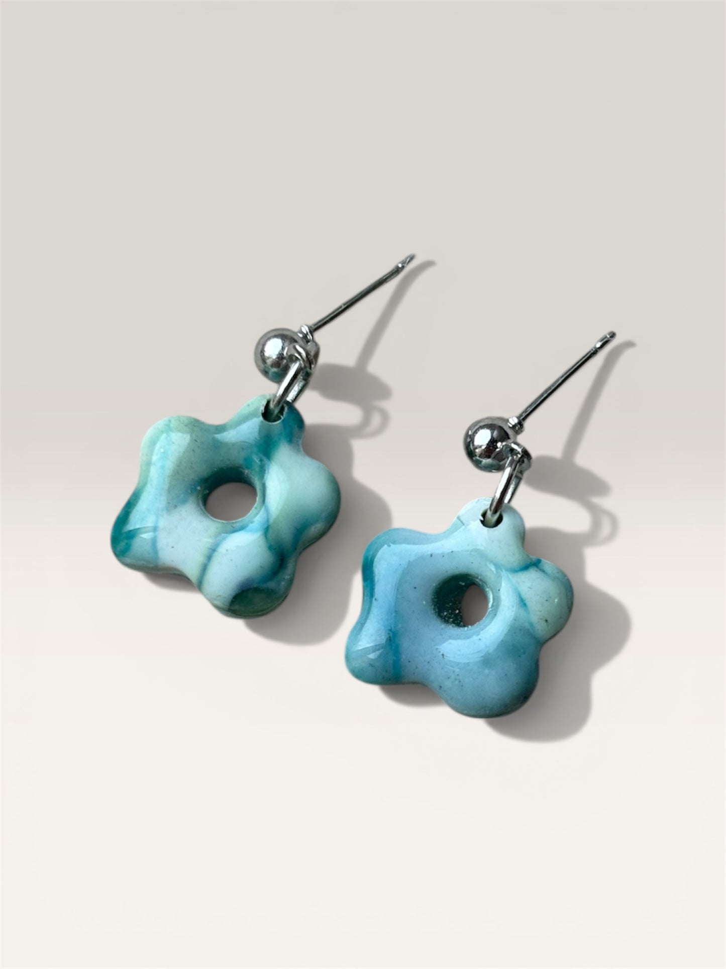 Dainty Sage Flower Polymer Clay Earrings | Hypoallergenic | Stud Dangly Earrings | Spring